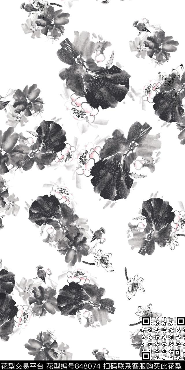 中国风水墨数码数码印花华亿平台下载（图片编号: 848074） - 瓦栏（Walan）