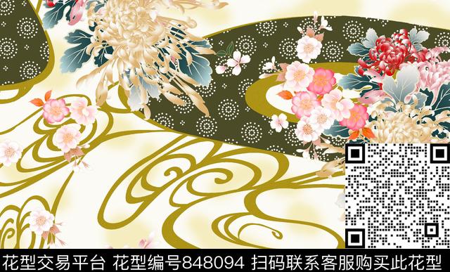 花卉菊花纹样传统印花华亿平台下载（图片编号: 848094） - 瓦栏（Walan）