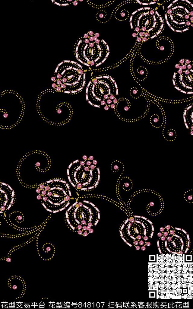 花卉刺绣绣花传统印花华亿平台下载（图片编号: 848107） - 瓦栏（Walan）