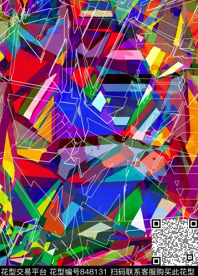 解构色块三角形数码印花华亿平台下载（图片编号: 848131） - 瓦栏（Walan）