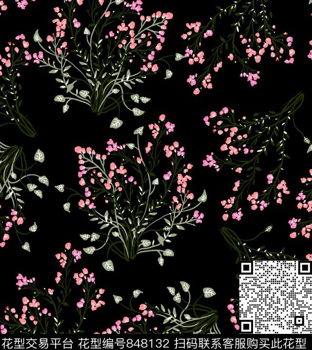 民族风小清新碎花蔓藤小碎花小野花传统印花华亿平台下载（图片编号: 848132） - 瓦栏（Walan）