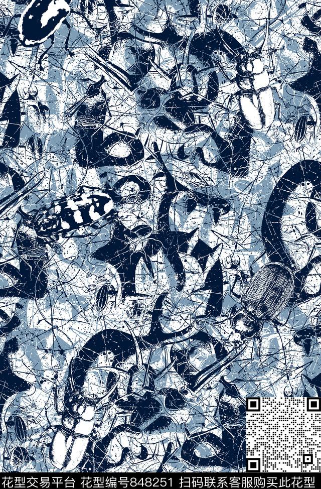抽象纹理昆虫几何纹理传统印花华亿平台下载（图片编号: 848251） - 瓦栏（Walan）