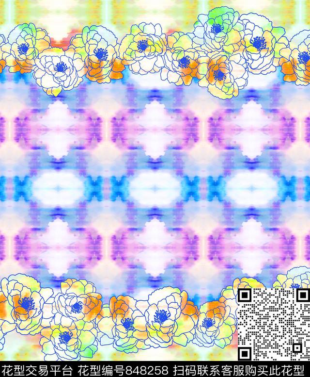 趣味花卉漸層数码印花华亿平台下载（图片编号: 848258） - 瓦栏（Walan）