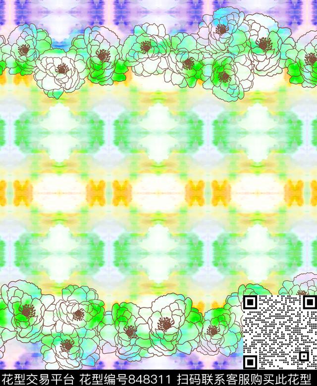 趣味花卉漸層数码印花华亿平台下载（图片编号: 848311） - 瓦栏（Walan）