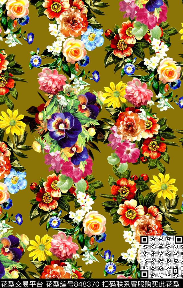 时尚手绘油画数码印花华亿平台下载（图片编号: 848370） - 瓦栏（Walan）