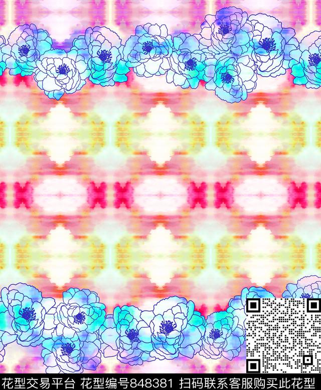 趣味花卉漸層数码印花华亿平台下载（图片编号: 848381） - 瓦栏（Walan）