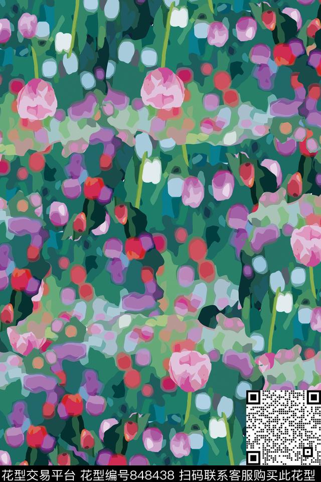 花朵花卉斑斓传统印花华亿平台下载（图片编号: 848438） - 瓦栏（Walan）