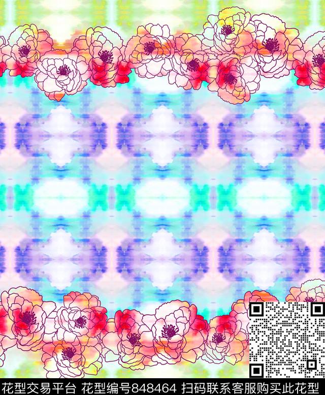 趣味花卉漸層数码印花华亿平台下载（图片编号: 848464） - 瓦栏（Walan）