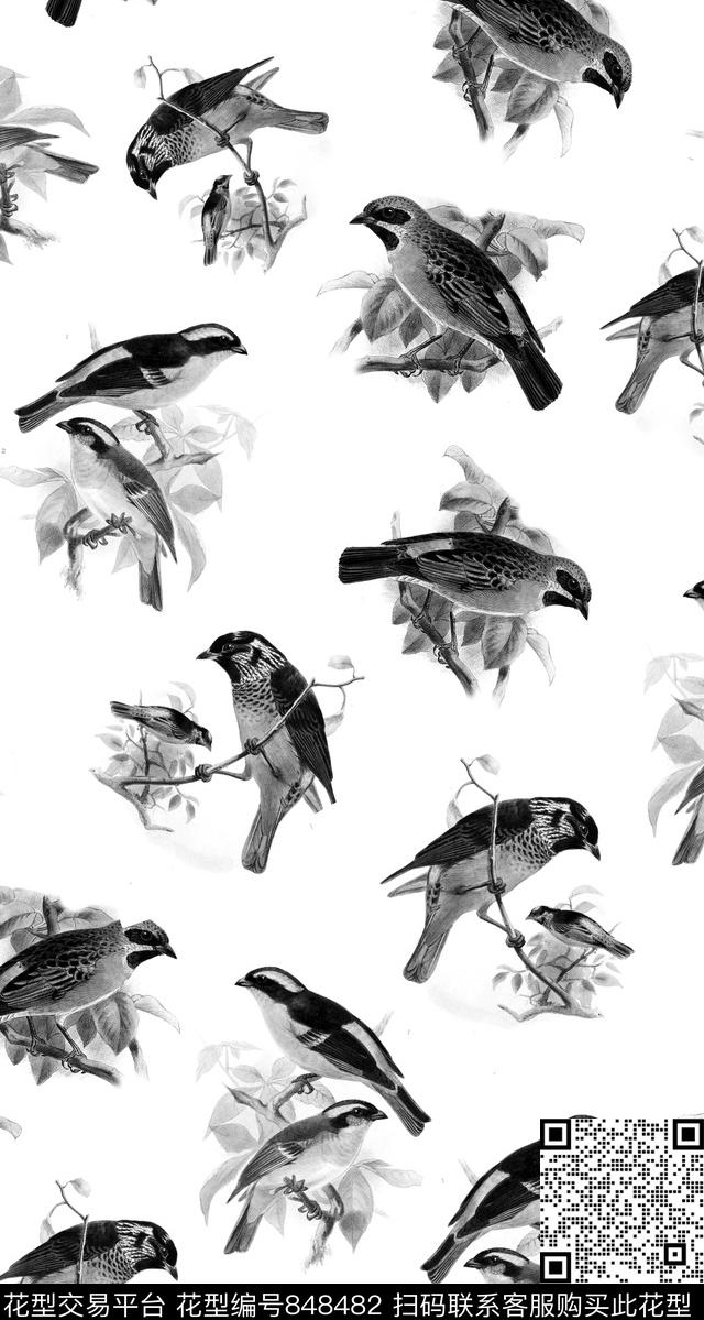 花卉昆虫鸟数码印花华亿平台下载（图片编号: 848482） - 瓦栏（Walan）