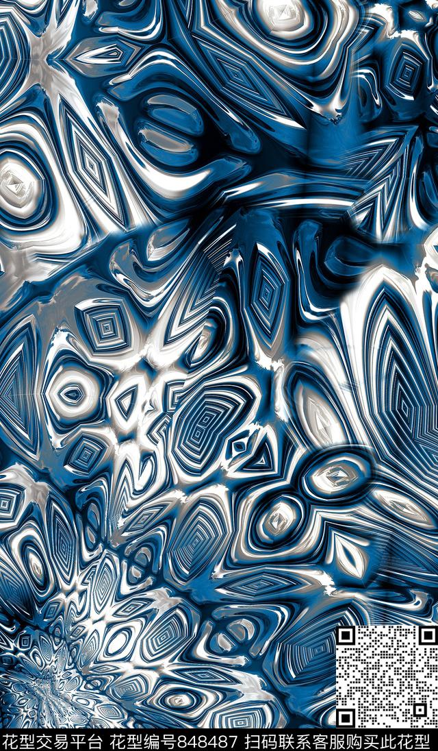 不规则几何菱形几何数码印花华亿平台下载（图片编号: 848487） - 瓦栏（Walan）