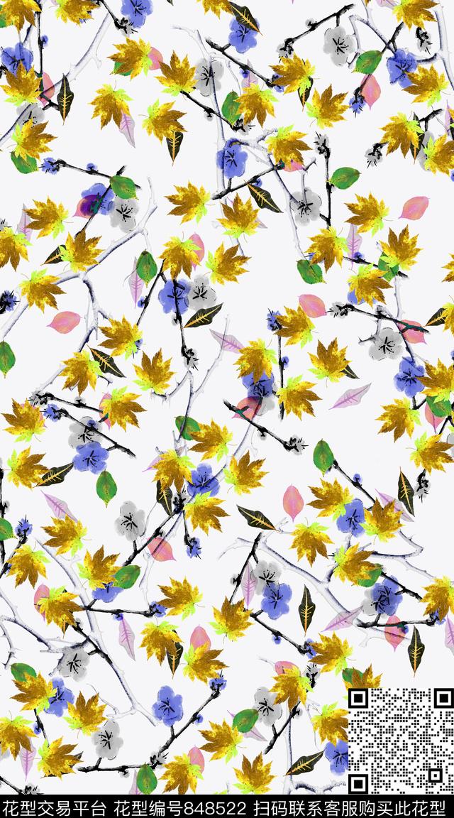 小碎花花卉女装数码印花华亿平台下载（图片编号: 848522） - 瓦栏（Walan）