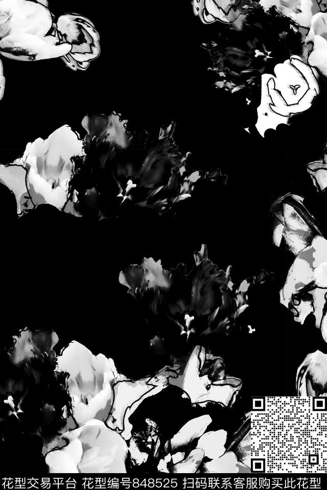 花朵花卉几何数码印花华亿平台下载（图片编号: 848525） - 瓦栏（Walan）