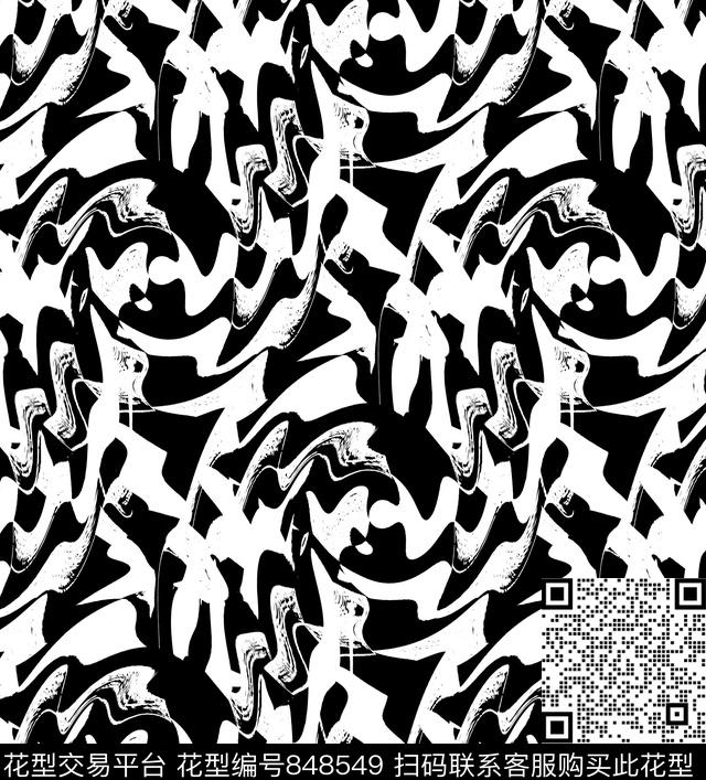 黑白几何单色几何传统印花华亿平台下载（图片编号: 848549） - 瓦栏（Walan）