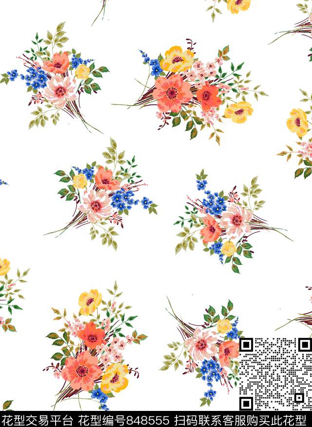 花朵花卉小碎花传统印花华亿平台下载（图片编号: 848555） - 瓦栏（Walan）