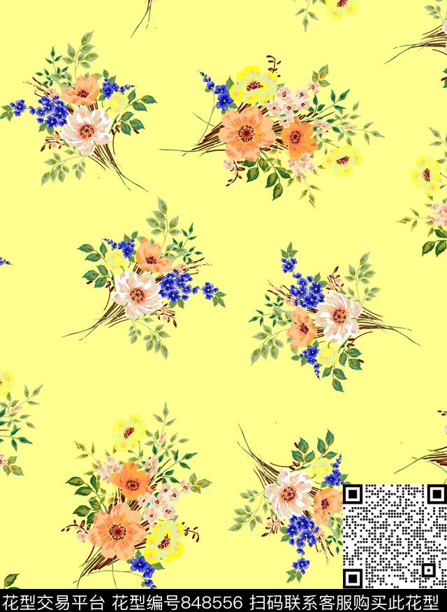 花朵花卉小碎花传统印花华亿平台下载（图片编号: 848556） - 瓦栏（Walan）