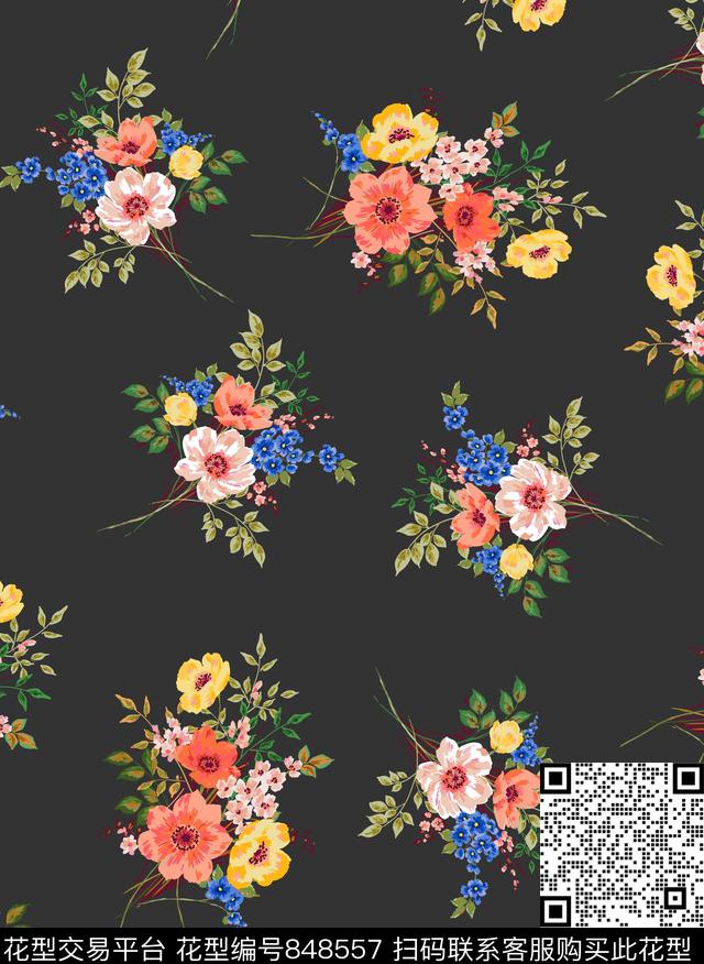 花朵花卉小碎花传统印花华亿平台下载（图片编号: 848557） - 瓦栏（Walan）