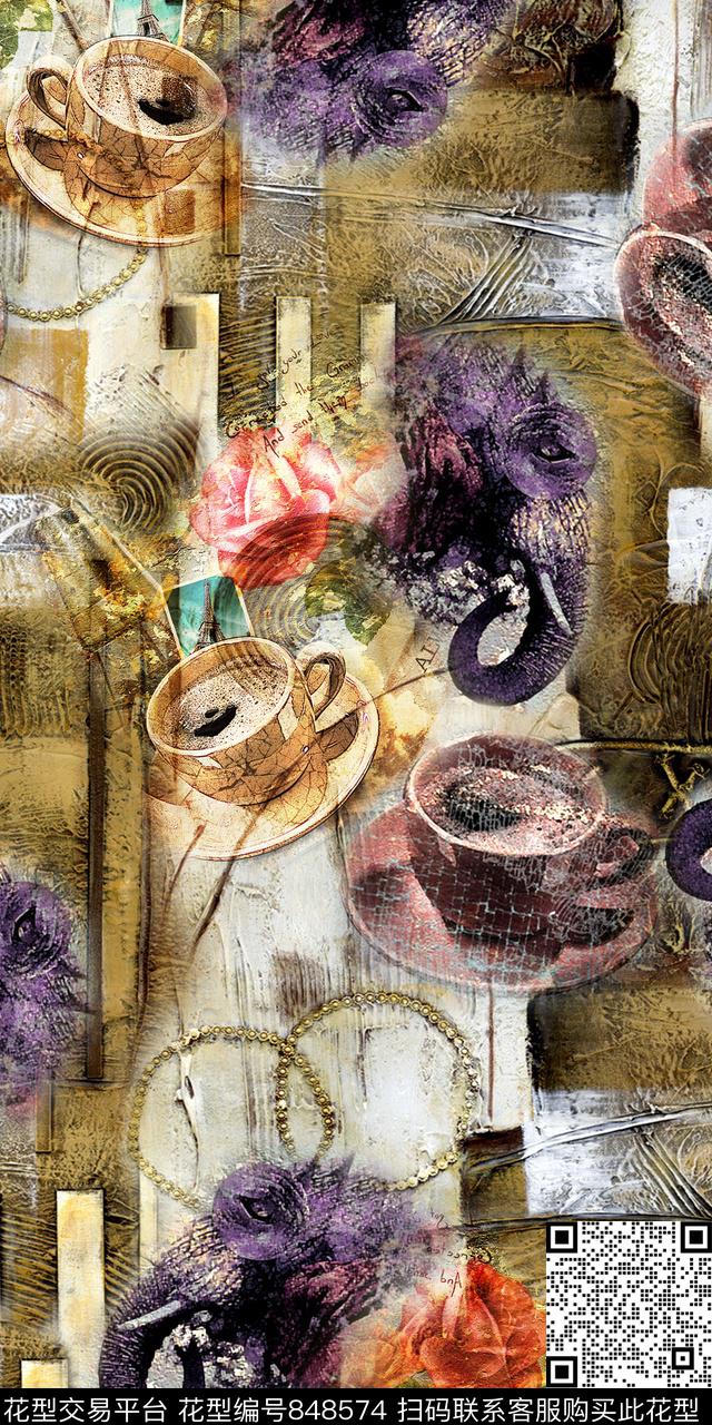 昆虫趣味几何数码印花华亿平台下载（图片编号: 848574） - 瓦栏（Walan）