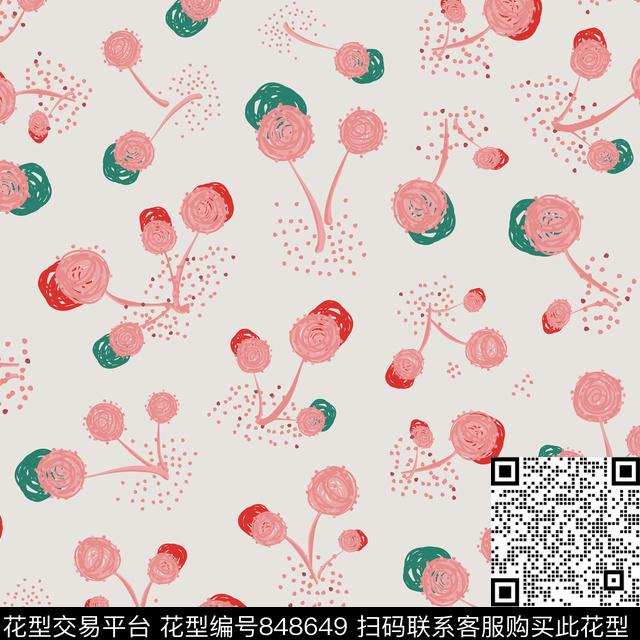 可爱宝宝花卉蒲公英传统印花华亿平台下载（图片编号: 848649） - 瓦栏（Walan）