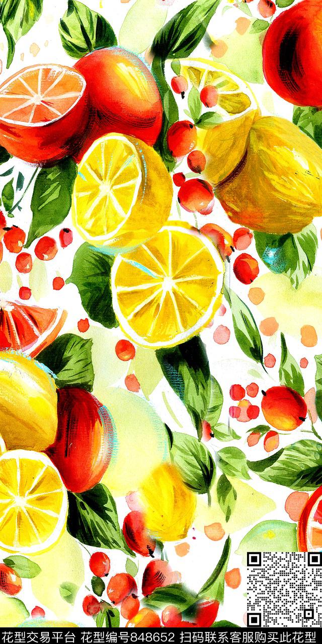 趣味菠萝香蕉数码印花华亿平台下载（图片编号: 848652） - 瓦栏（Walan）