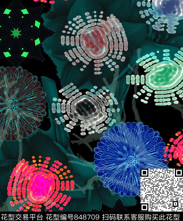 迷彩色彩形状数码印花华亿平台下载（图片编号: 848709） - 瓦栏（Walan）