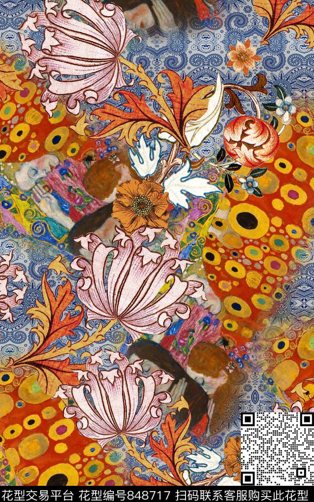 花朵水彩民族风数码印花华亿平台下载（图片编号: 848717） - 瓦栏（Walan）