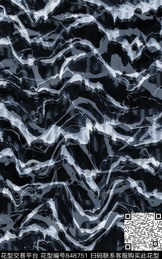 笔触水彩肌理数码印花华亿平台下载（图片编号: 848751） - 瓦栏（Walan）