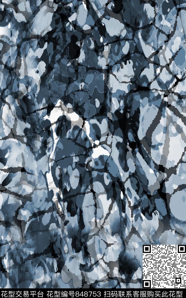 笔触水彩肌理数码印花华亿平台下载（图片编号: 848753） - 瓦栏（Walan）