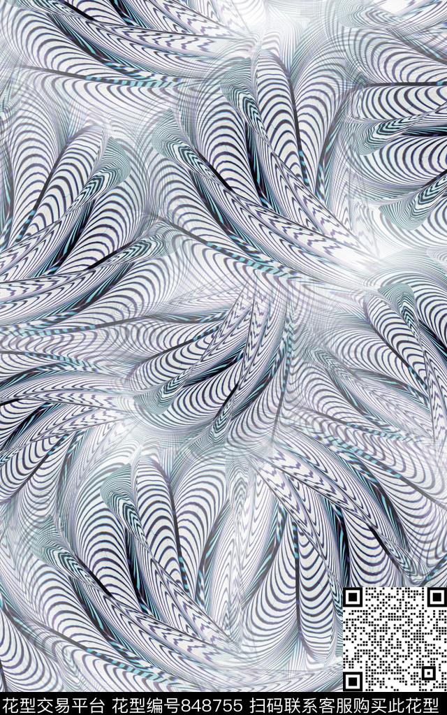 笔触水彩肌理数码印花华亿平台下载（图片编号: 848755） - 瓦栏（Walan）