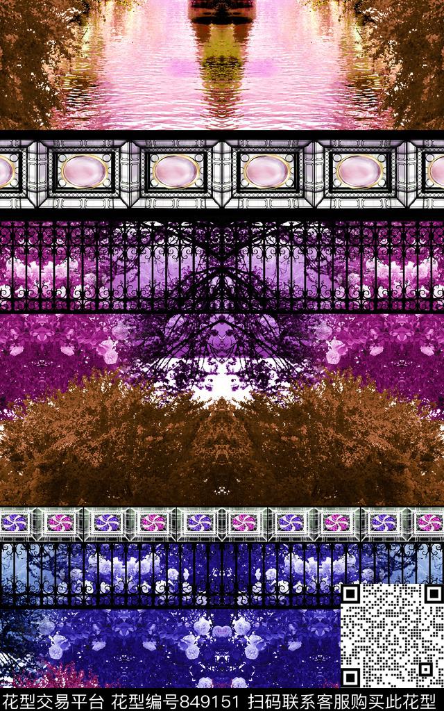 休闲条纹几何数码印花华亿平台下载（图片编号: 849151） - 瓦栏（Walan）