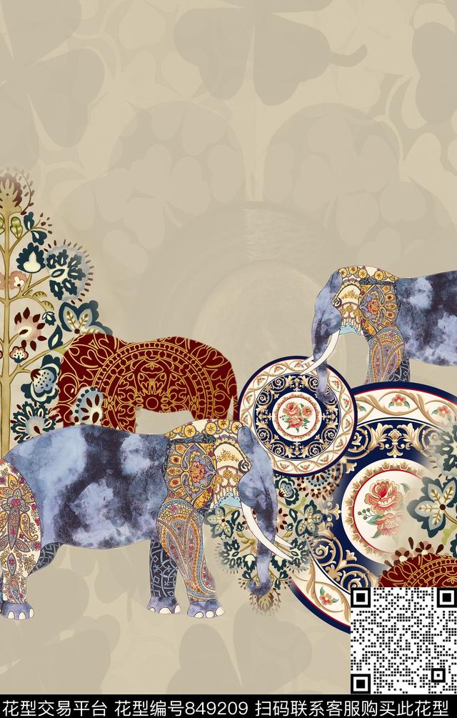 中国风波西米亚民族风数码印花华亿平台下载（图片编号: 849209） - 瓦栏（Walan）