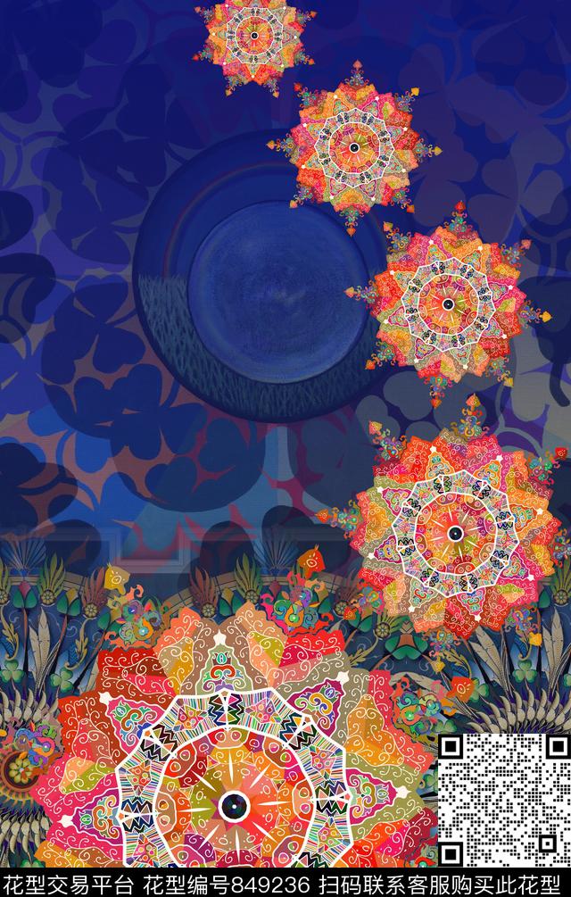 中国风波西米亚民族风数码印花华亿平台下载（图片编号: 849236） - 瓦栏（Walan）