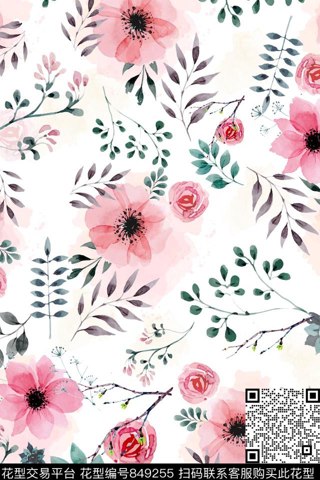 花朵花瓣花卉数码印花华亿平台下载（图片编号: 849255） - 瓦栏（Walan）