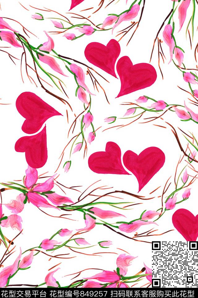 花朵花瓣花卉传统印花华亿平台下载（图片编号: 849257） - 瓦栏（Walan）