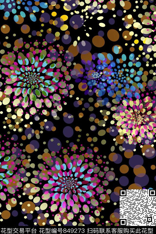 几何平底点数码印花华亿平台下载（图片编号: 849273） - 瓦栏（Walan）