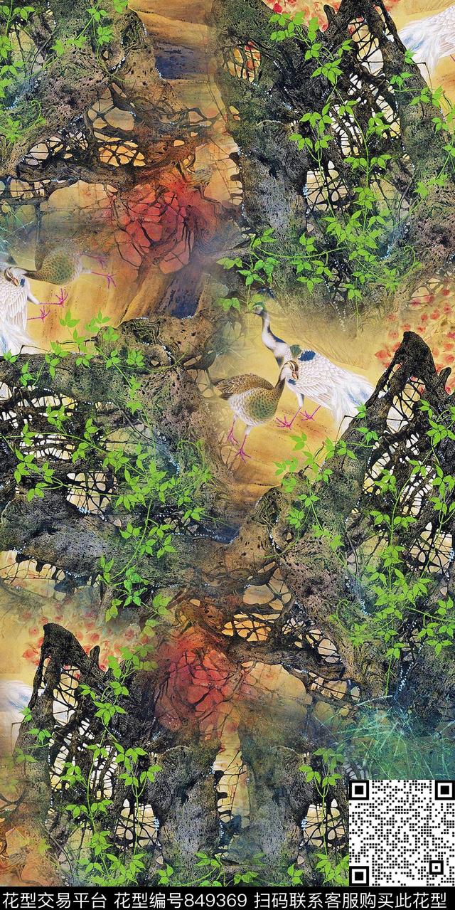 花卉趣味油画数码印花华亿平台下载（图片编号: 849369） - 瓦栏（Walan）