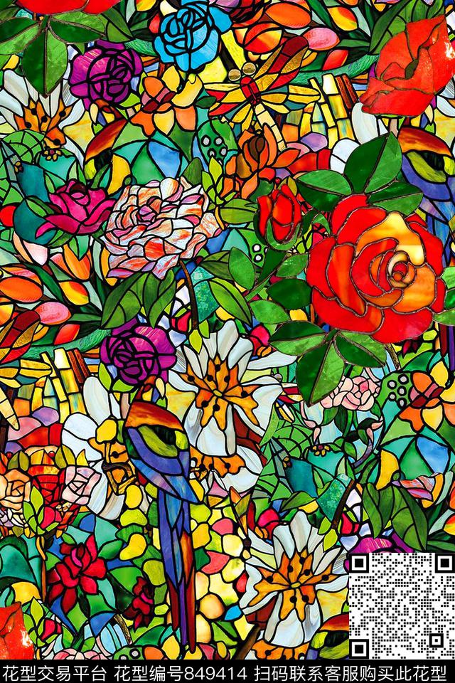 抽象几何砖块数码印花华亿平台下载（图片编号: 849414） - 瓦栏（Walan）