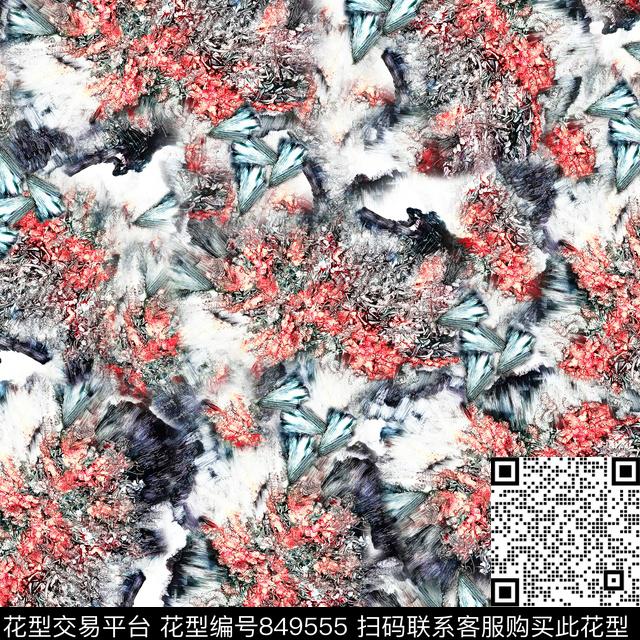 朦胧抽象水墨数码印花华亿平台下载（图片编号: 849555） - 瓦栏（Walan）