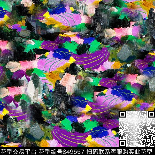 抽象五颜六色笔刷数码印花华亿平台下载（图片编号: 849557） - 瓦栏（Walan）