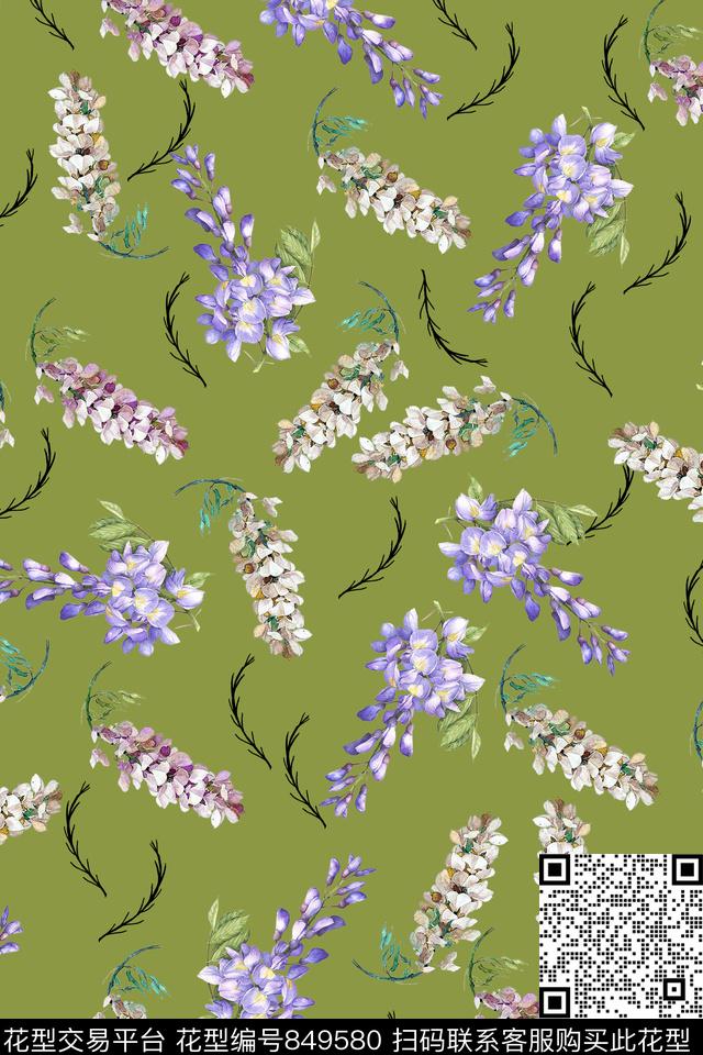 女装花卉手绘数码印花华亿平台下载（图片编号: 849580） - 瓦栏（Walan）
