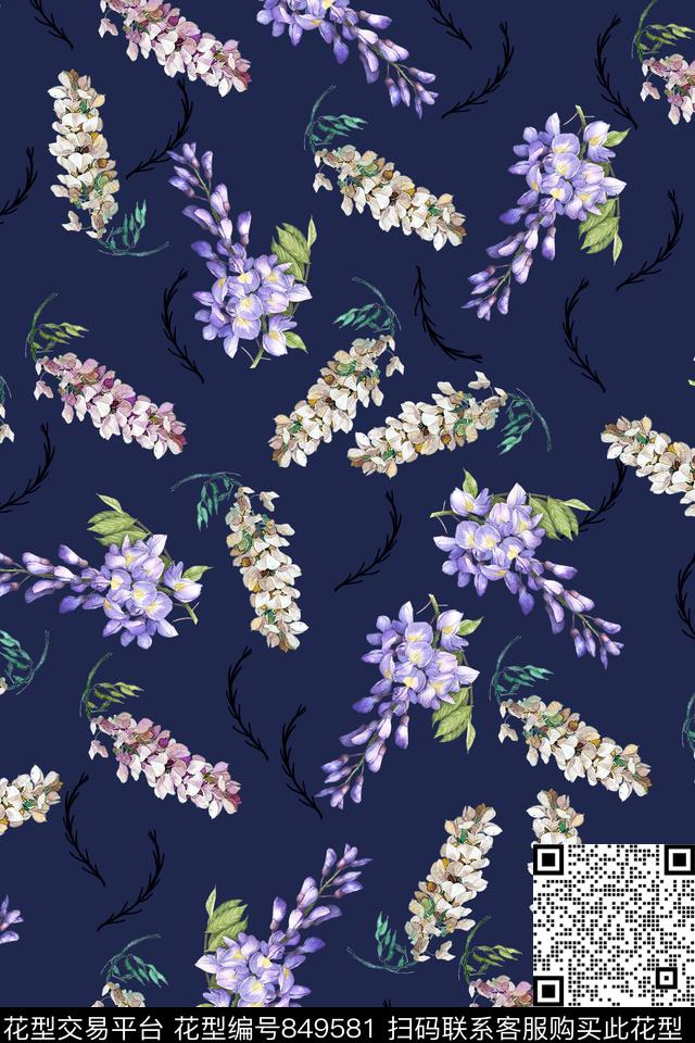 女装花卉手绘数码印花华亿平台下载（图片编号: 849581） - 瓦栏（Walan）