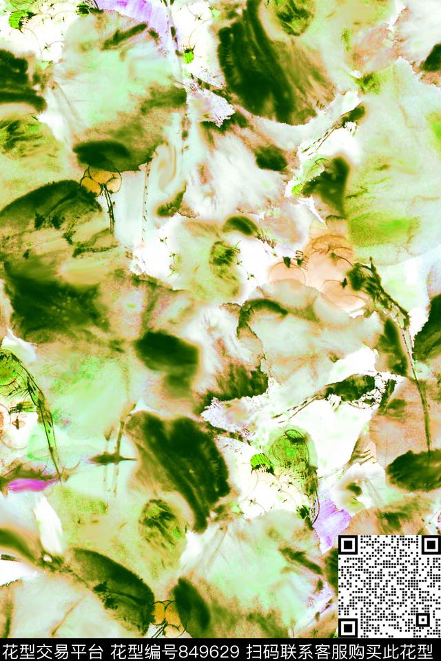 国画花中国风荷花数码印花华亿平台下载（图片编号: 849629） - 瓦栏（Walan）