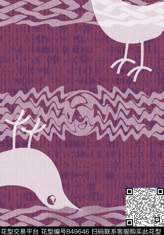 鸟不规则几何小方块数码印花华亿平台下载（图片编号: 849646） - 瓦栏（Walan）