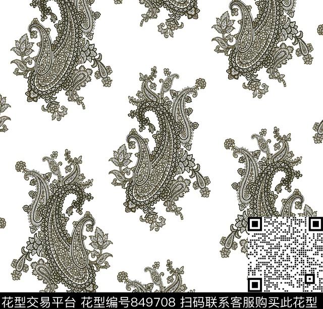 火腿花佩斯利腰果传统印花华亿平台下载（图片编号: 849708） - 瓦栏（Walan）