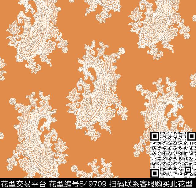 火腿花佩斯利腰果传统印花华亿平台下载（图片编号: 849709） - 瓦栏（Walan）