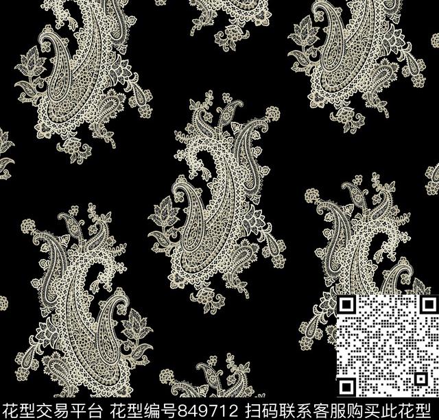 火腿花佩斯利腰果传统印花华亿平台下载（图片编号: 849712） - 瓦栏（Walan）