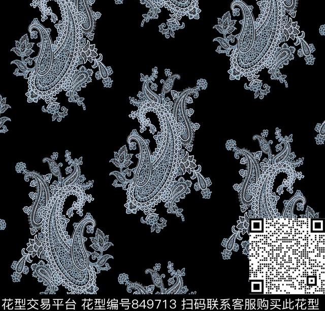 火腿花佩斯利腰果传统印花华亿平台下载（图片编号: 849713） - 瓦栏（Walan）