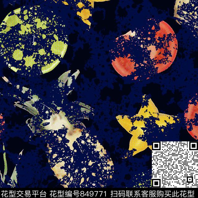 水果鳳梨楊桃数码印花华亿平台下载（图片编号: 849771） - 瓦栏（Walan）