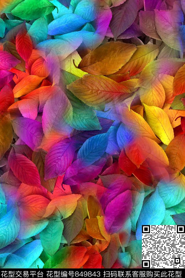 叶子多彩数码印花华亿平台下载（图片编号: 849843） - 瓦栏（Walan）