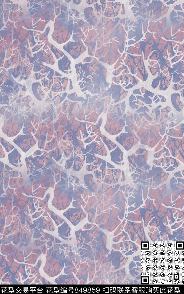 渐变笔触水彩数码印花华亿平台下载（图片编号: 849859） - 瓦栏（Walan）