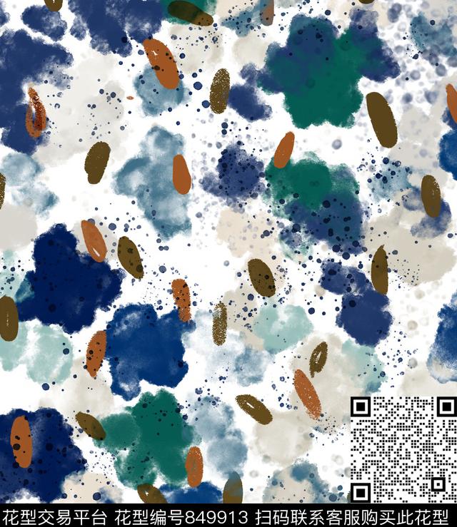 水彩花朵肌理传统印花华亿平台下载（图片编号: 849913） - 瓦栏（Walan）